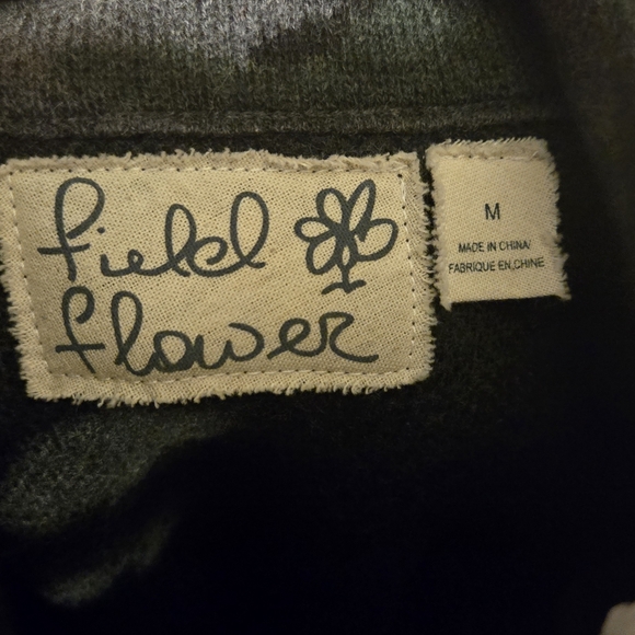 Field Flower Anthropologie Wool Full Zip Sweater Coat Jacket Green Camo Women - Picture 6 of 6